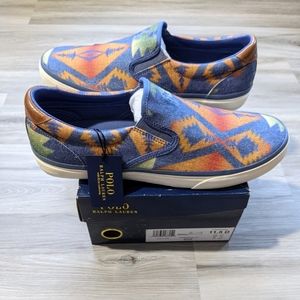 Men's Polo Ralph Lauren Beacon Aztec Sneaker Shoes 11.5 Rare Vintage Slip On New